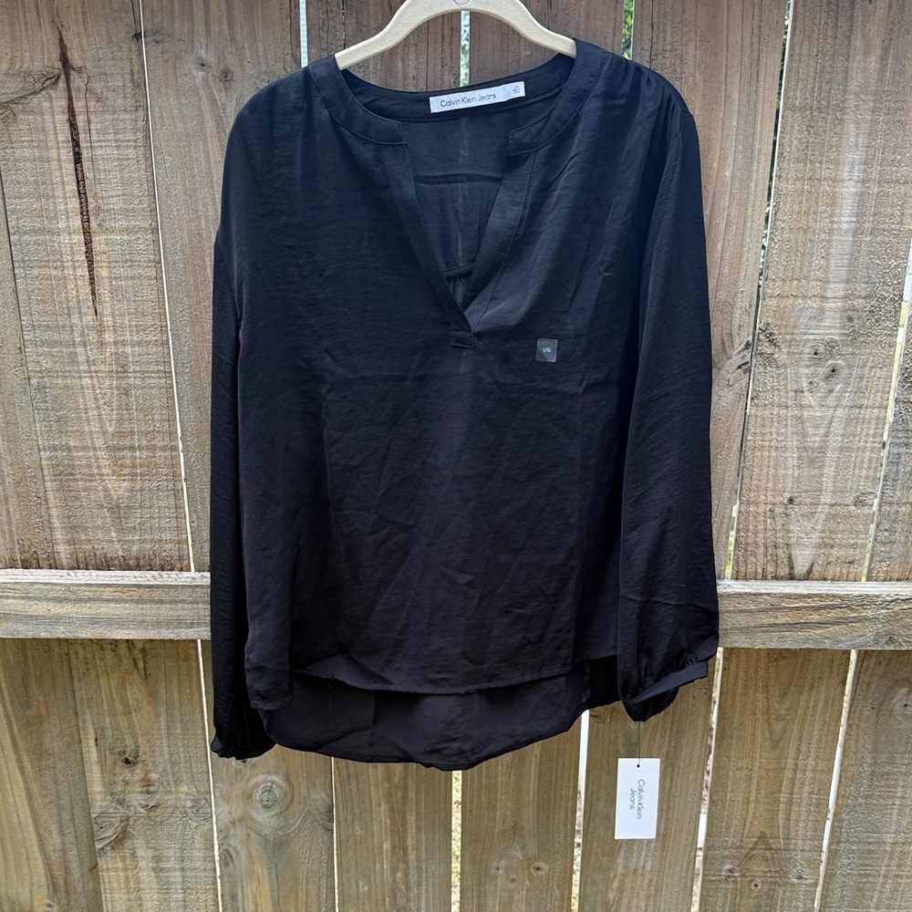 Calvin Klein Jeans Black V-Neck Blouse